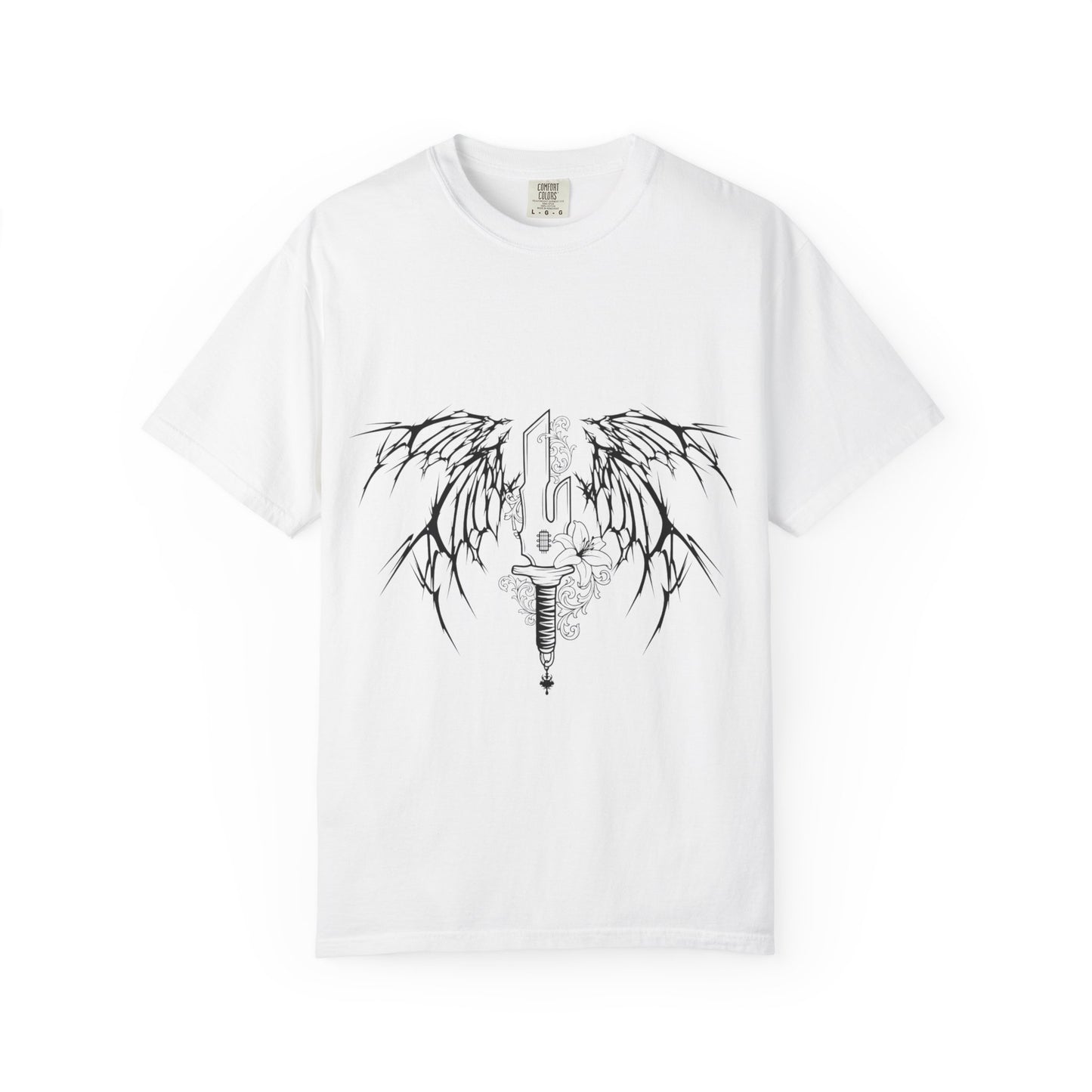 Angel Wings Dagger T-Shirt Gothic Anime Sword & Wing Graphic Tee