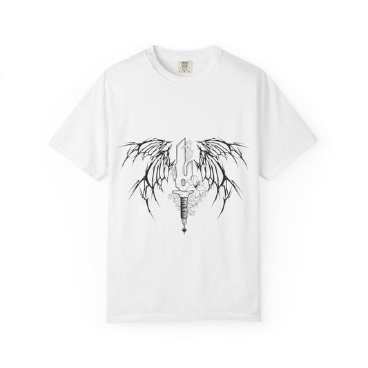 Angel Wings Dagger T-Shirt Gothic Anime Sword & Wing Graphic Tee