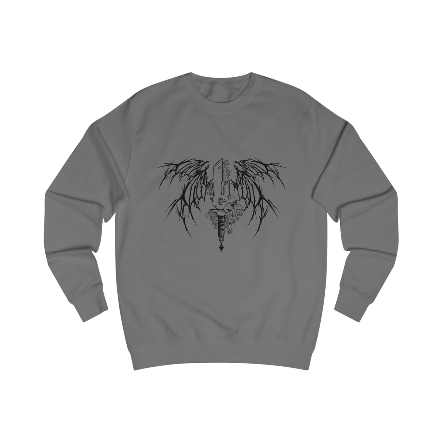 Skull Sword Wing Sweatshirt Gothic Skull & Blade Crewneck